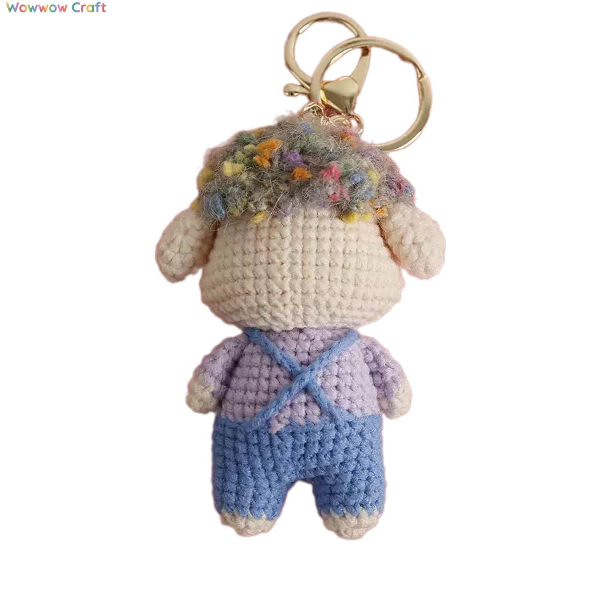 Pendants,Crochet Doll,Cute hand-crocheted curly-haired lamb doll - hand-crocheted pendant keychain